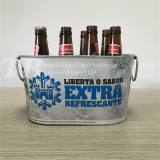 Galvanized Ice bucket with flexible handles